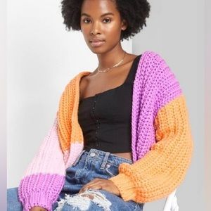 Wild Fable Chunky Sherbet Color Block Cardigan